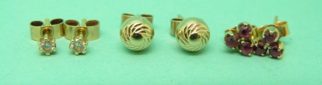 A pair of 9ct gold stud earrings,