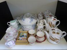 A collection of Royal Worcester including a tureen in Rhapsody pattern, Shelley Bridal Rose,