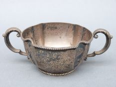 A Gorham American white metal sugar bowl of lobed design,