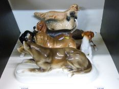 Beswick basset hound, large Royal Dux dog, Sylvac,