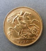 Edward VII 1910 gold half sovereign