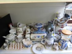 A large collection of various ceramics including Portmeirion rolling pin, Masons Ironstone,