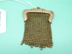 A 9ct gold coin purse set with turquoise cabochons