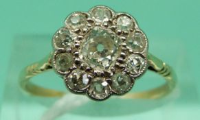 An 18ct gold Victorian ring set with an old mine cut diamond of approximately 0.
