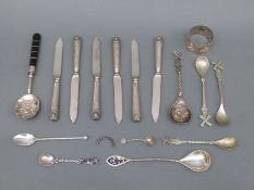 A possibly David Andersen white metal and enamel spoon stamped 925,