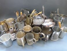 A large quantity of silver plate and other metalware to include tankards, cutlery, toddy,