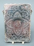 A Victorian hallmarked silver card case, Birmingham possibly 1895, maker George Unite, height 9.