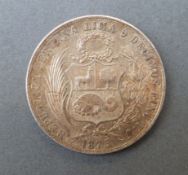 1875 Peru Un Sol silver coin