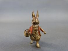 An Austrian cold painted miniature bronze figure of a rabbit,