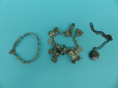 A silver charm bracelet,