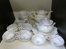 A 19thC part tea set decorated with sprigs