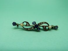 A Victorian brooch set with sapphires,