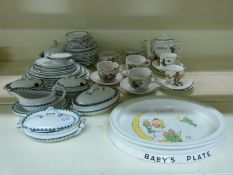 Shelley Mabel Lucie Attwell baby's plate featuring The Man in the Moon and three child's part tea