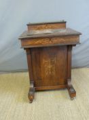 A 19thC rosewood inlaid davenport (W54 x D52 x H82cm)