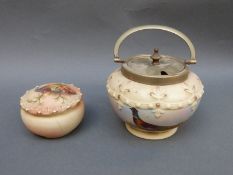 Locke & Co Worcester sucrier decorated with a pheasant signed W Stinton and a lidded pot decorated
