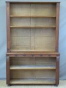 A 19thC oak bookcase with adjustable shelves (W131 x D42 x H208cm)