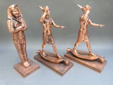 Three Leonardo Collection coppered Egyptian style figures,