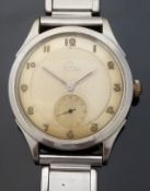 Omega gentleman's stainless steel automatic wristwatch with inset subsidiary seconds dial,