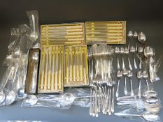 A boxed 12-place service of David Mellor Pride pattern silver plated cutlery by Walker & Hall