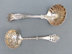 Two hallmarked King's pattern silver sifter spoons, one Sheffield 1898 the other Sheffield 1903,