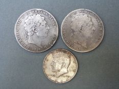 Two George III crowns, 1818 and 1820 both fine or near fine,