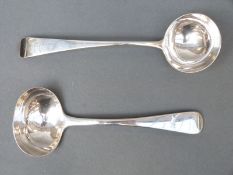 Two 19thC hallmarked silver sauce ladles, one London 1816 maker Thomas Wallis and Jonathan Hayne,