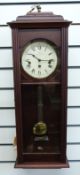 Sewills of Liverpool mahogany cased three train wall clock,