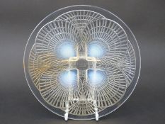 Lalique Coquilles opalescent glass dish in the form of four shells, signed R Lalique No 3012,