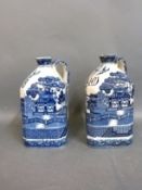 A pair of 19th/20thC blue and white transfer printed jugs,
