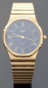Longines gold plated gentleman's wristwatch with date aperture, gold hands,