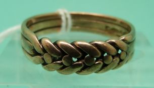 A 9ct gold keeper ring, 2.