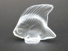 Lalique frosted glass paperweight in the form of an angel fish, signed Lalique France,