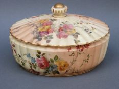 Royal Worcester blush ivory lobed lidded dish,