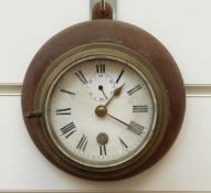 An unusual small brass cased vintage vehicle car/charabanc yacht bulkhead or early signal box clock,