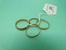 Four 9ct gold wedding bands 7.