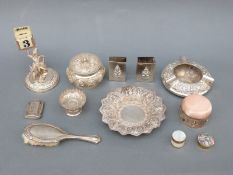 A quantity of mainly Thai white metal ware, some marked sterling, including a bowl, diameter 13cm,