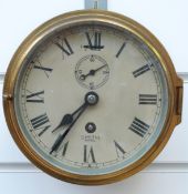 A mid 20thC brass cased Smiths Astral ship's bulkhead timepiece,