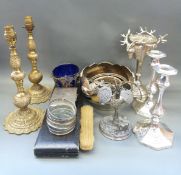 A plated figural stag centrepiece by Kenneth Turner, London; another with palm tree and oxen,