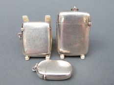 Three Victorian and later hallmarked silver vesta cases, 1897,