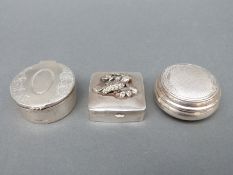 Three modern hallmarked silver and white metal trinket pots