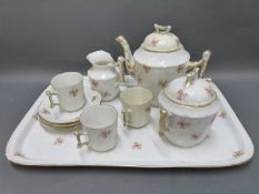 French porcelain tea for two set on matching tray
