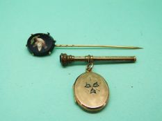A Victorian micro mosaic stick pin,
