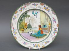 Royal Doulton Seriesware plate hand decorated with enamels depicting an oriental scene,
