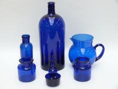 Seven Bristol blue glass items