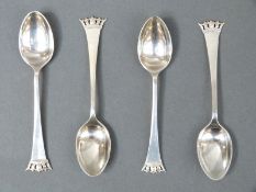 A set of four George V hallmarked silver teaspoons with crown finials, Sheffield 1929 and 1934,