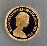 A cased 1980 proof gold half sovereign
