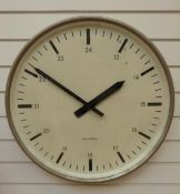 A large c1980s Post Office dial wall clock with baton numerals and Arabic 24 hour & baton hands on