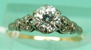 A Victorian ring set with an old English cut diamond of approximately 0.
