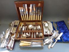 A large quantity of mainly cased or boxed silver plated and other cutlery,
