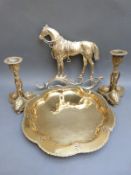 A 19thC / early 20thC brass horse plaque, length 28cm,